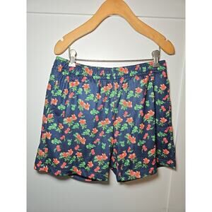 Bear Bottom Mens Medium Blue Floral Mesh Shorts Spring Elastic Waist 5.5” Inseam